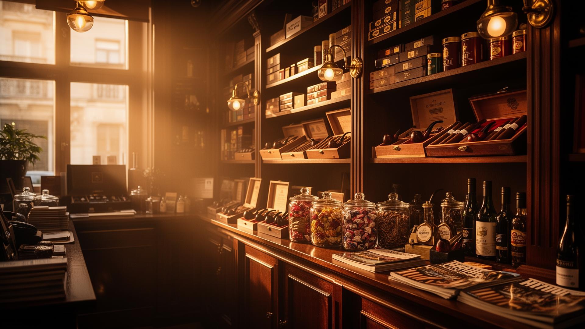 Intérieur chaleureux du magasin William Tabacco à Quiévrain